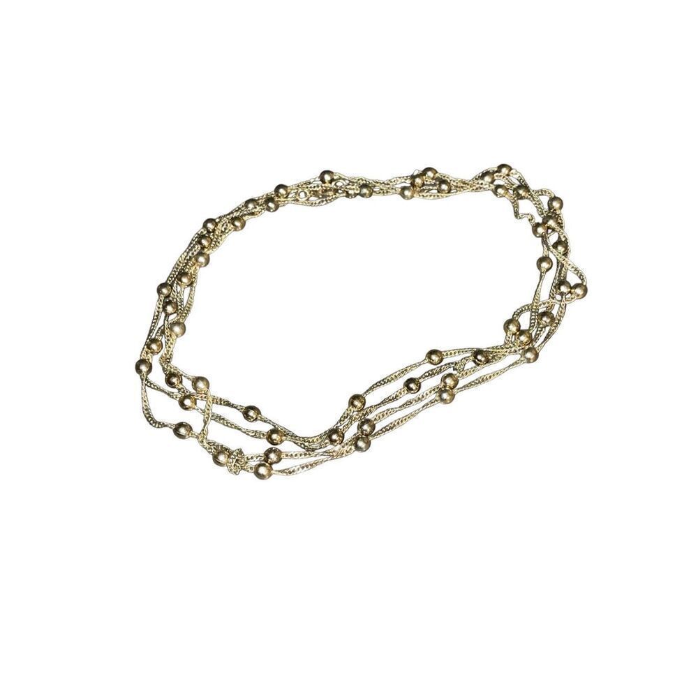 Adornia Long Italian Ball & Chain Gold Necklace New